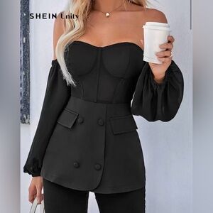 SHEIN Black Off-Shoulder Corset Top